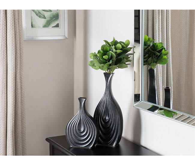 Beliani Jarrón decorativo THAPSUS Negro