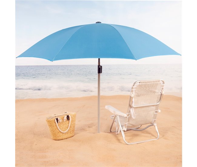 Aktive Sombrilla playa grande 220 cm inclinable azul UV50 c/funda Azul