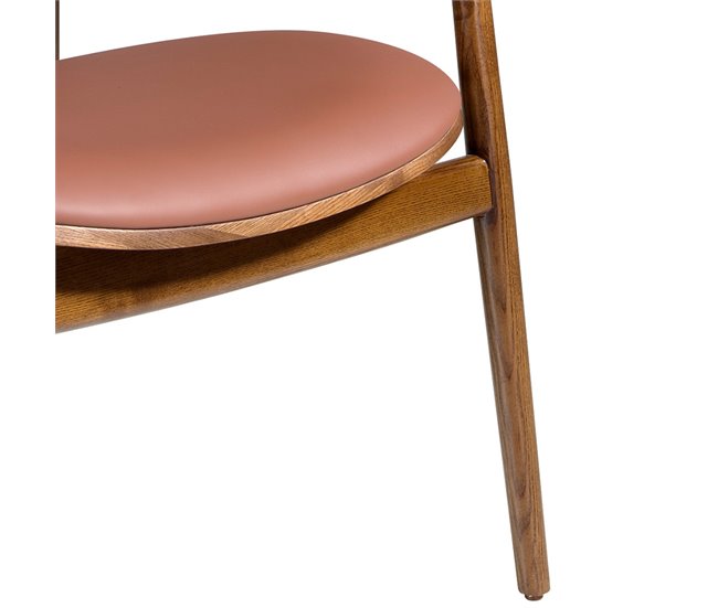 ANGEL CERDA Sillón polipiel marrón y nogal Nogal