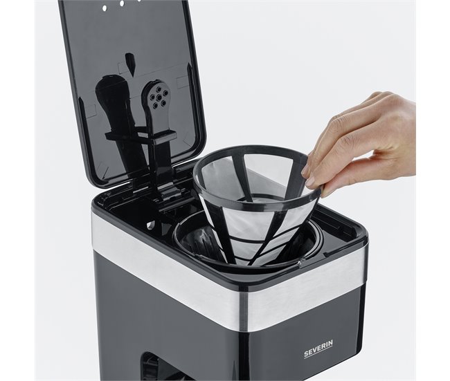Cafetera de filtro con jarra de cristal 10 tazas Severin KA 9263 - 900 W Gris