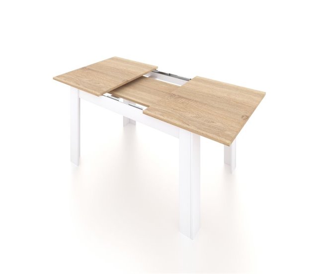 Mesa de comedor extensible Danna 123x75 Blanco/ Madera