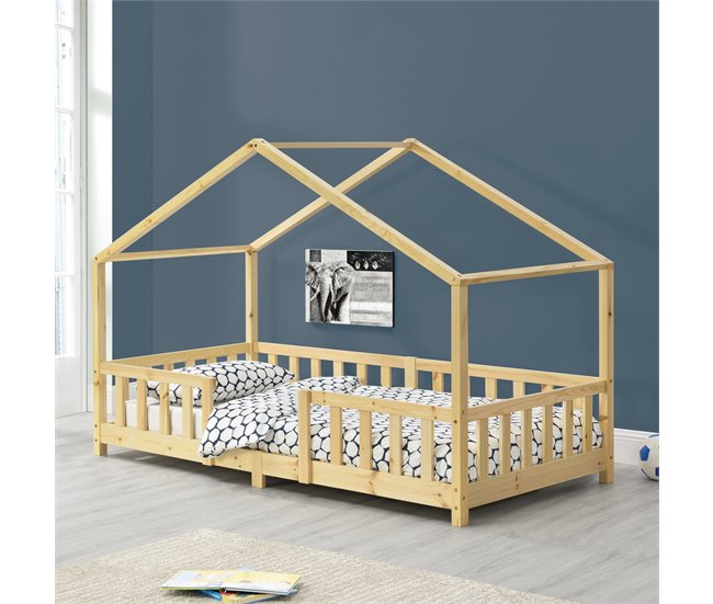 Cama infantil forma de casita con 03_0005466 Pino