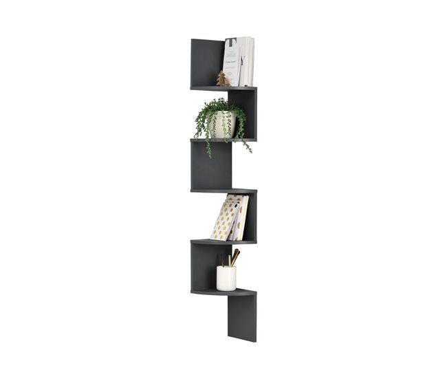 [en.casa] Estantería de pared diseño retro 123 Gris Oscuro