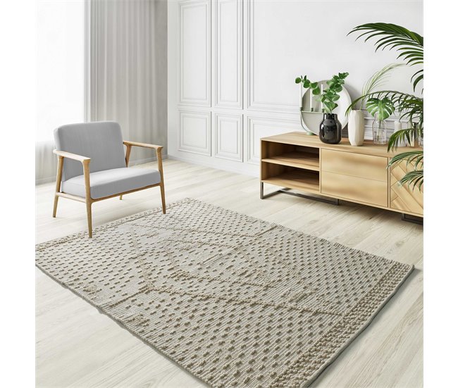Alfombra de estilo étnico con relieve PAMUK - ATTICGO 60x90 Crema
