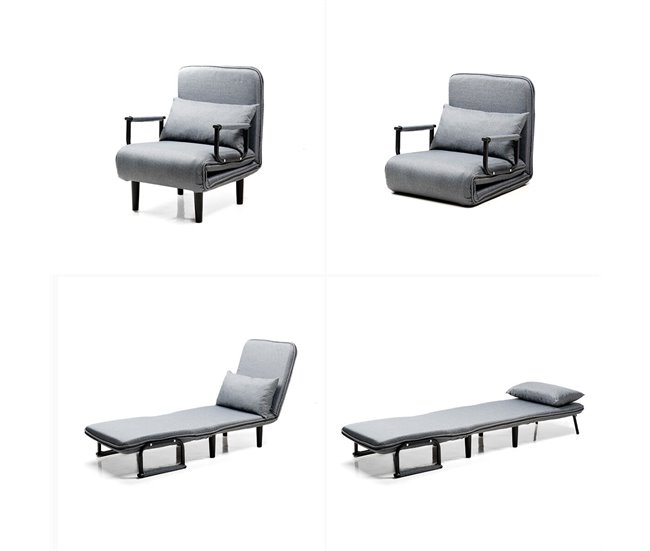 Sofá Cama Convertible Individual 4 en 1 Gris