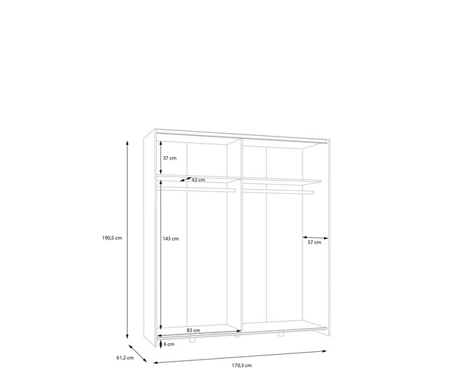 Armario MANDALORE II puertas correderas blanco Blanco