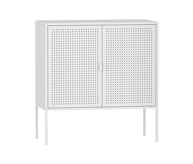 Aparador Castelli con 2 puertas perforadas acero Blanco