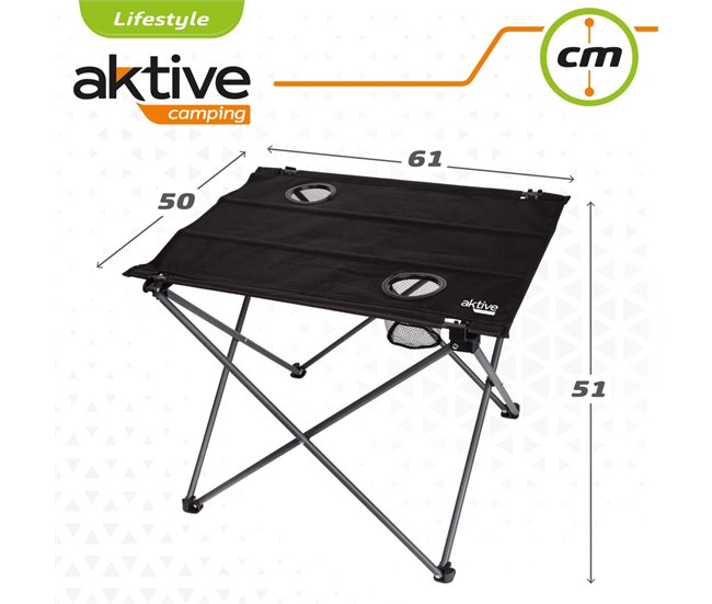 Mesa plegable textil para camping Aktive Negro