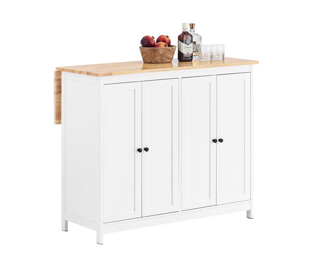 Aparador de Almacenamiento con Encimera Isla KNL10-WN SoBuy ES Blanco/ Madera