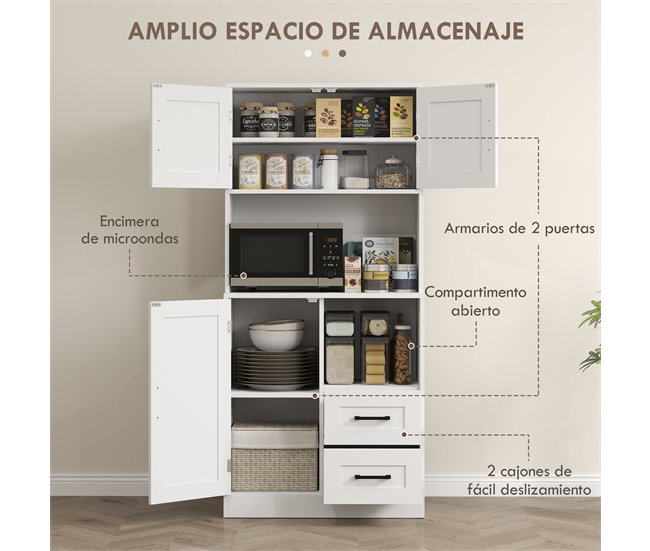 Alacena de Cocina Melamina de Madera HOMCOM, hogar - cocina Blanco
