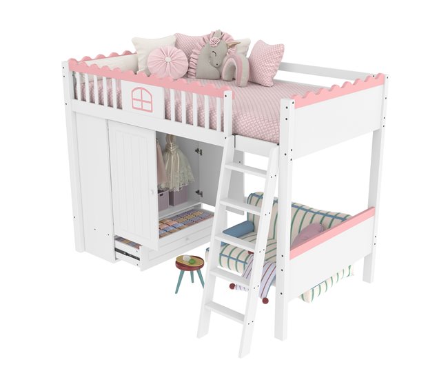 Cama alta para niños Blanco