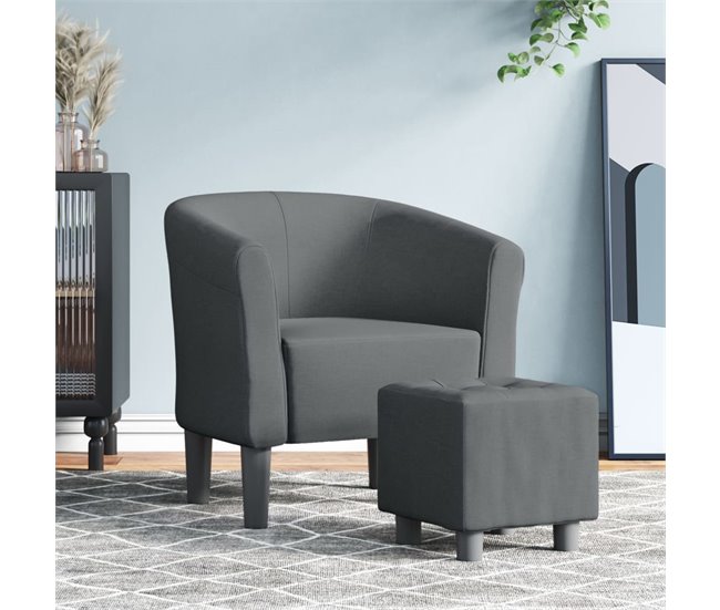 Sillón Con Diseño De Cubo Gris Oscuro