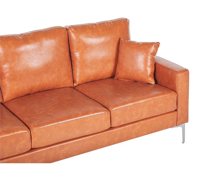 Beliani Sofá de 3 plazas Piel sintética GAVLE Dorado