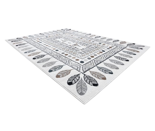 Alfombra FUN Teepee para niños indio marco 180x270 Blanco/ Gris