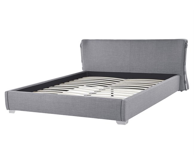 Beliani Cama con somier Poliéster PARIS 195x228 Dorado