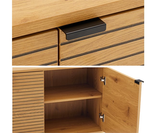Aparador de madera de 3 puertas STINNA Natural