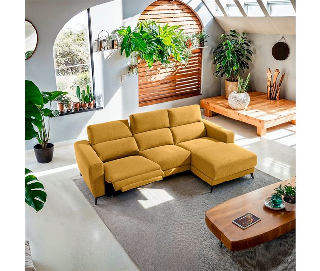 Chaise longue 4 plazas relax eléctrico DRAX derecho mostaza Mostaza