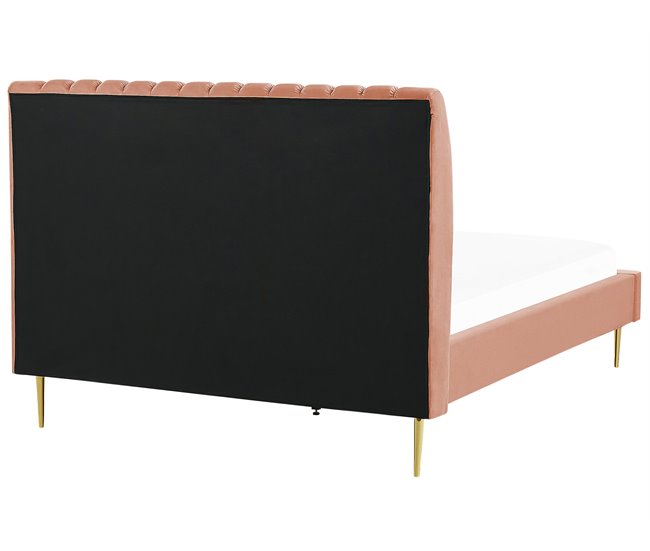 Beliani Cama con somier Terciopelo MARVILLE 162x225 Arena
