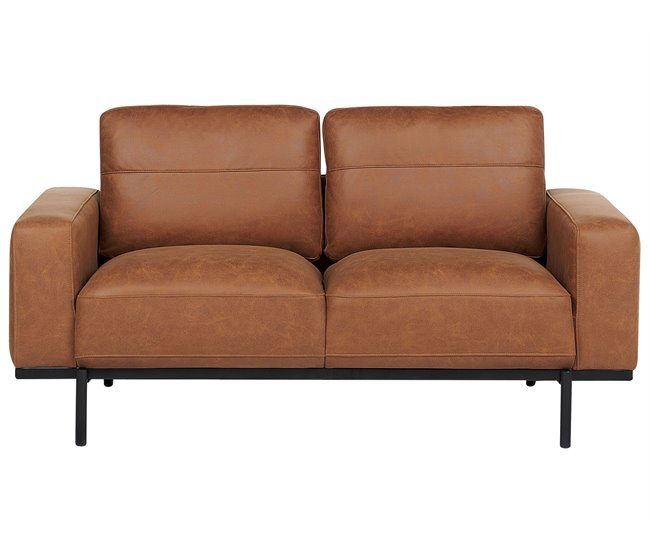 Beliani Sofá de 2 plazas Poliéster SOVIK Marron