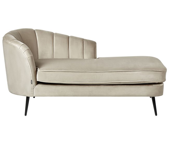 Beliani Chaise longue izquierdo Terciopelo ALLIER Beige
