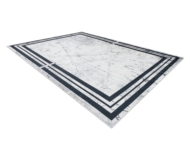 Alfombra lavable ANDRE 1023 Marco Mármol 120x170 Blanco/ Gris