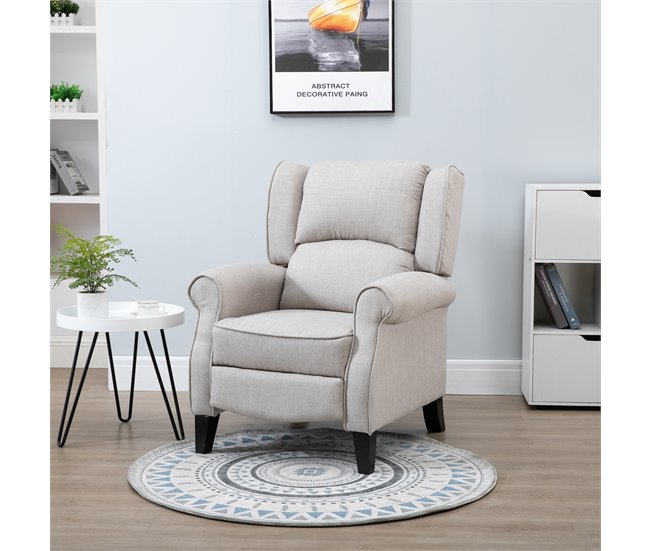 Sillón Relax Tela, Metal, Madera, Espuma HOMCOM Gris