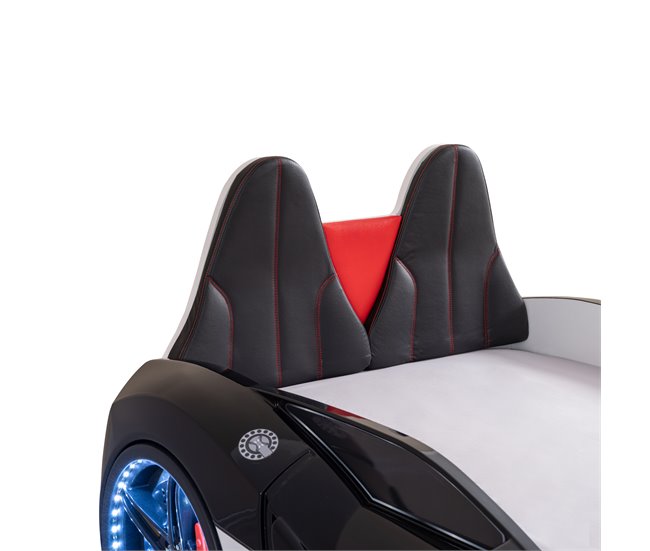 Cama coche 90x190cm POLICE con mando incluido Blanco/ Negro