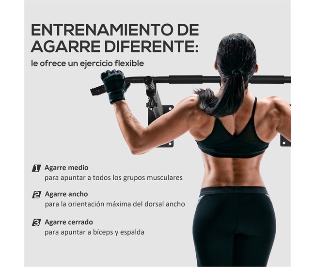 Barra de Dominadas de Pared Acero HOMCOM Negro