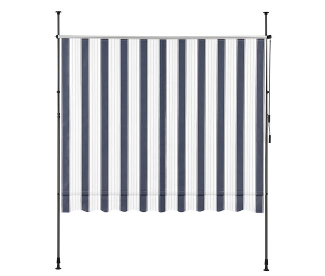 Toldo articulado barras telescópicas 300x120 Blanco/ Azul