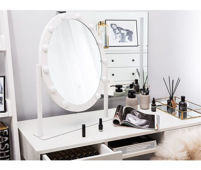 Beliani Espejo de maquillaje ROSTRENEN Blanco