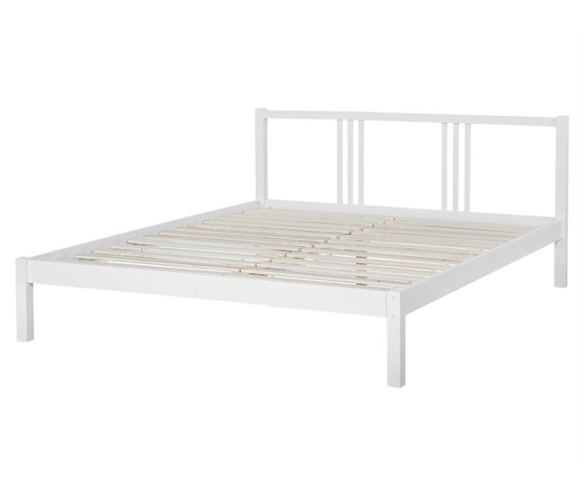 Beliani Cama Madera de pino VANNES 167x209 Blanco