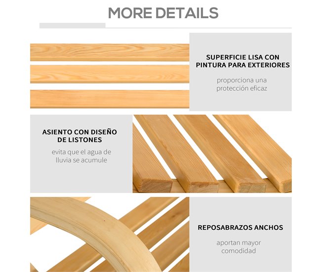Banco Columpio Madera de Alerce Outsunny Marron