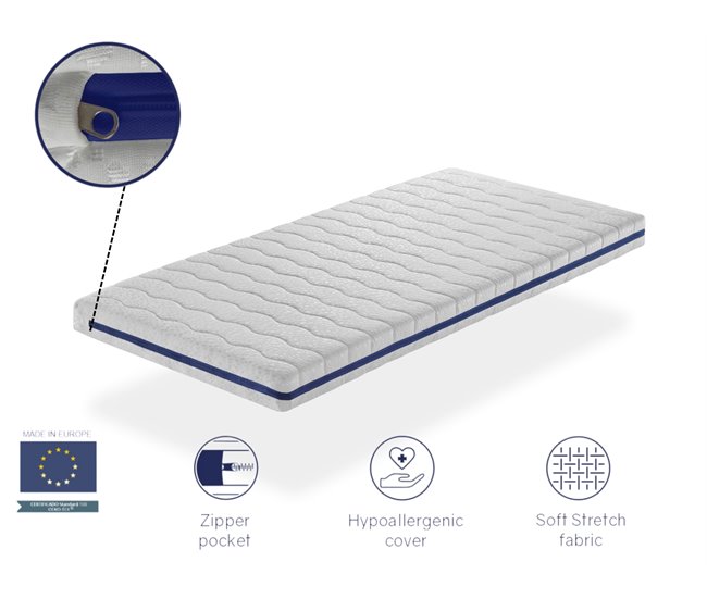 Colchon de espuma transpirable HERMES, Desenfundable, ergonomico y adaptable 