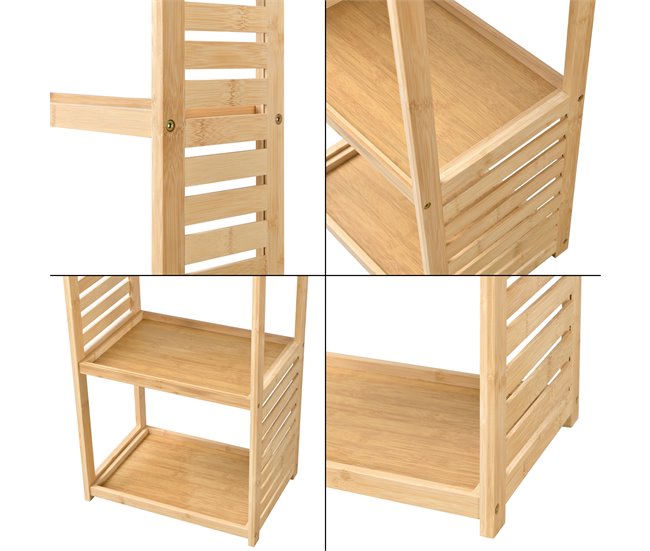 Mueble columna de baño Forssa de 7 niveles bambú Natural
