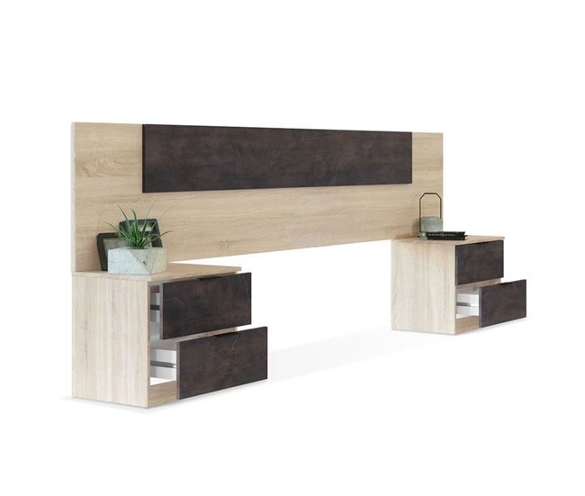 Cabecero con mesitas Luca 247 Madera Oscura