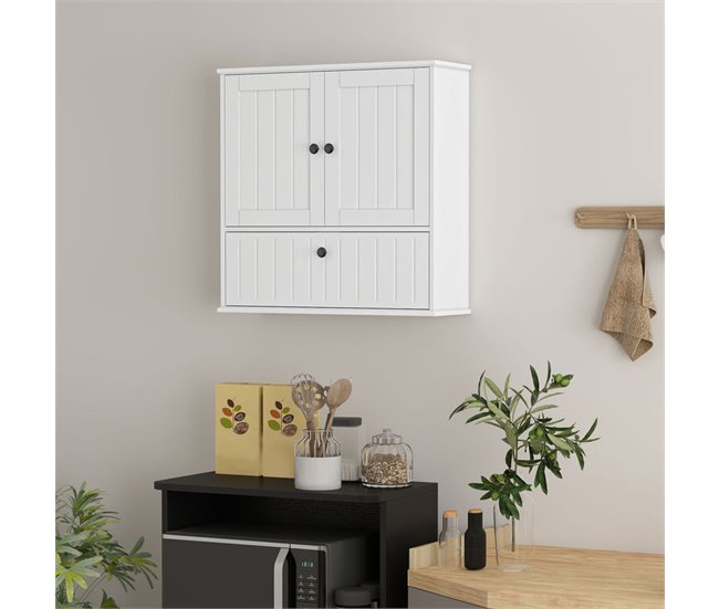 Armario de Pared MDF HOMCOM, hogar - baño Blanco
