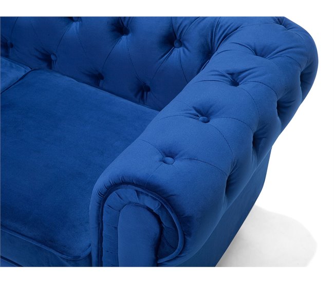 Beliani Conjunto de sofás CHESTERFIELD Azul Marino