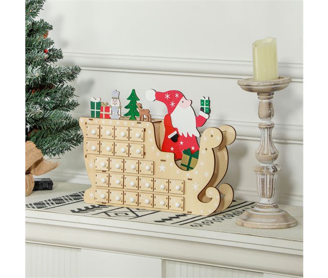 Calendario Adviento Navidad Tablero Multicapa HOMCOM Marron