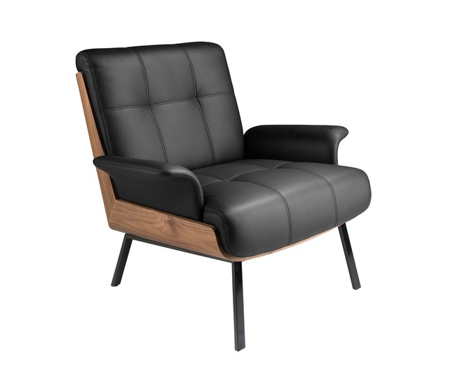 ANGEL CERDA Sillón polipiel negro Negro/ Madera