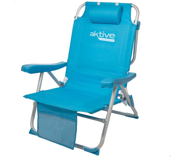 Silla mochila plegable aluminio Aktive Beach 5 posiciones Azul