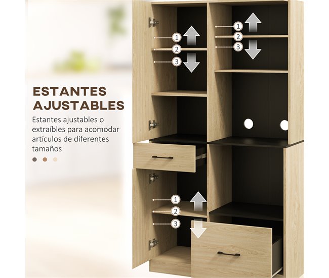 Alacena de Cocina Melamina de Madera HOMCOM Marron