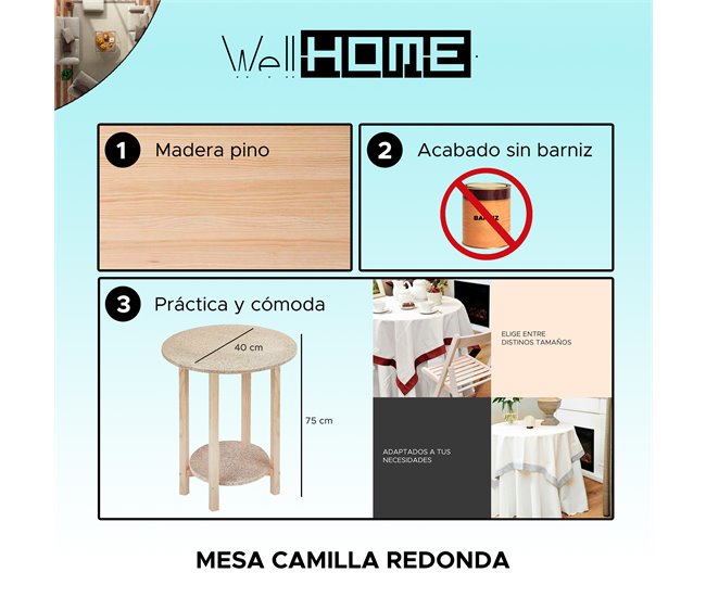 Mesa camilla gazte Natural