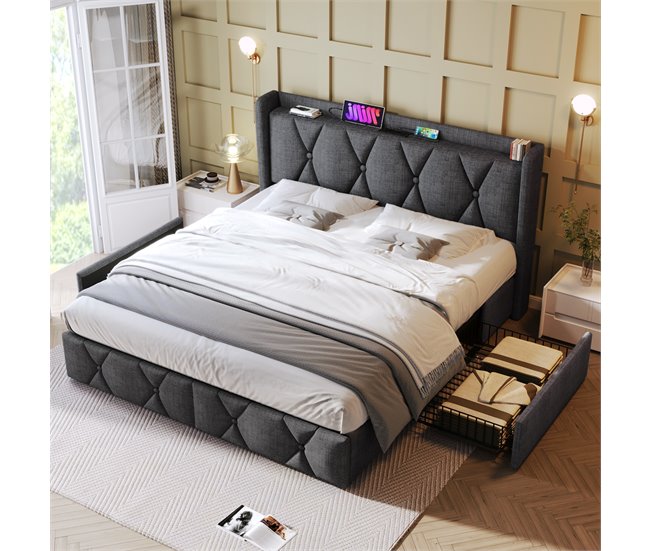 Camas de matrimonio 169x217 Gris