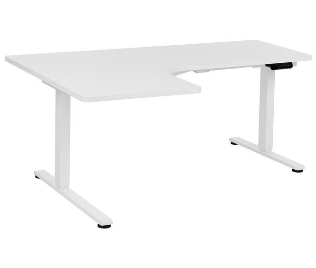 Beliani Escritorio esquinero regulable eléctrico DESTINES 160x109 Blanco