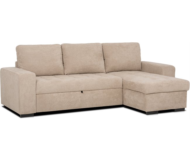 Chaise longue reversible de tela con cama HARRY Camel