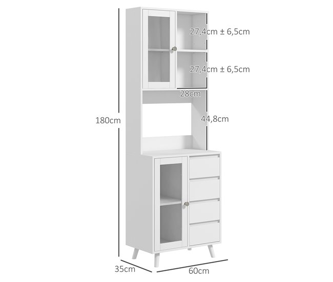 Alacena de Cocina MDF HOMCOM, hogar - cocina Blanco