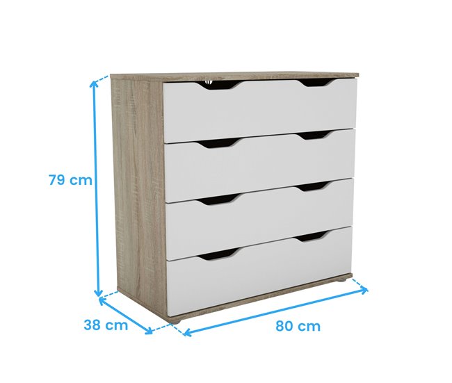Cómoda con 4 Cajones Roble Sonoma Multicolor