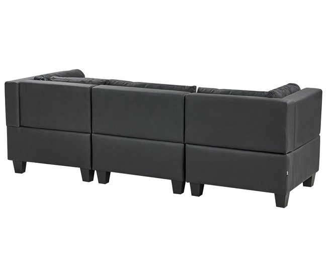 Beliani Sofá con reposapiés Piel sintética UNSTAD Negro