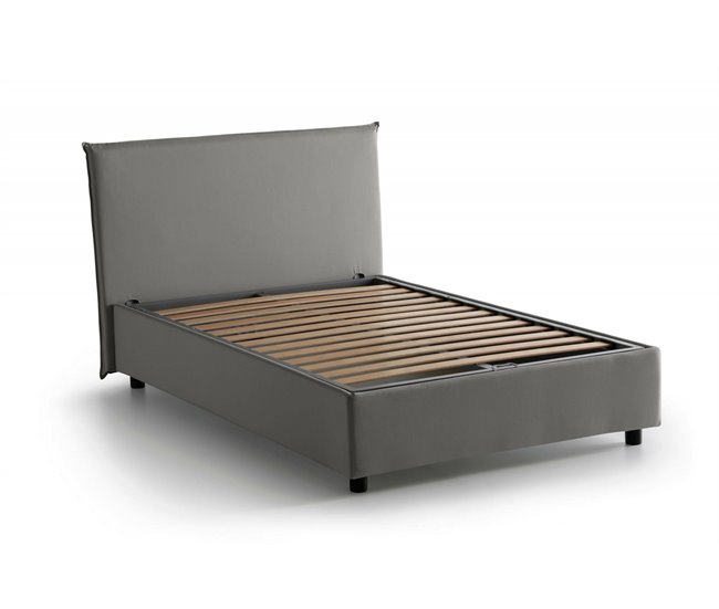 Cama plaza y media en tela Gris