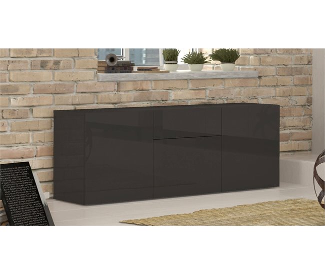Aparador com efeito madeira 170 Negro